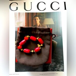 Red Coral natural bracelet in 18 k gold